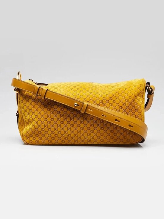 Gucci Handbags - Gucci Yellow Micro Guccissima Embossed Suede Half Moon Horsebit Shoulder Bag